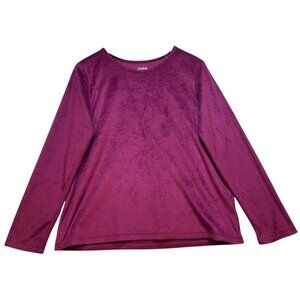 Croft & Barrow Women's Faux Fur Sleepwear Top Long Sleeve Size Medium Pink Solid